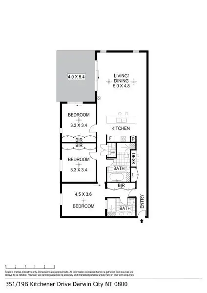 Floorplan of Homely unit listing, 351/19B Kitchener Drive, Darwin City NT 800