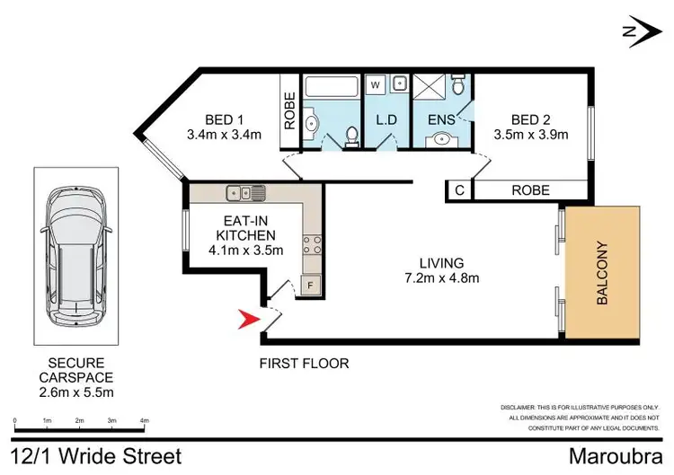 Floorplan of Homely apartment listing, 12/1 Wride Street, Maroubra NSW 2035