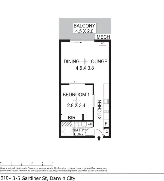 Floorplan of Homely unit listing, 910/3-5 Gardiner Street, Darwin City NT 800