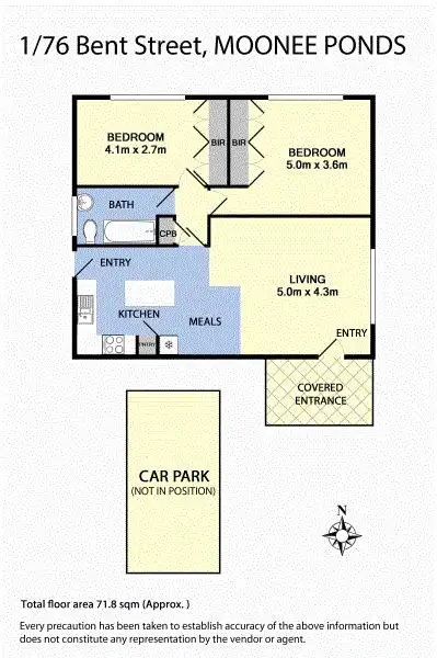 Floorplan of Homely apartment listing, 1/76 Bent Street, Moonee Ponds VIC 3039