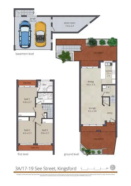 Floorplan of Homely townhouse listing, 3A/17-19 See St, Kingsford NSW 2032