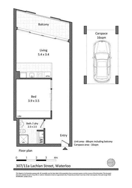 Floorplan of Homely apartment listing, 307/11A Lachlan St, Waterloo NSW 2017