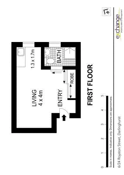 Floorplan of Homely studio listing, 6/24 Royston Street, Darlinghurst NSW 2010