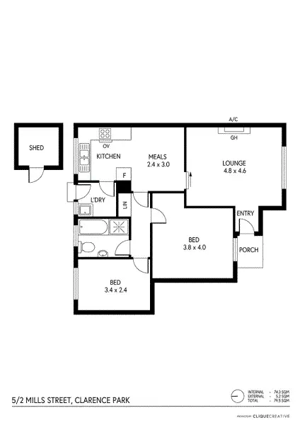Floorplan of Homely unit listing, 5 / 2 Mills Street, Clarence Park SA 5034