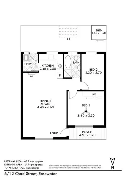 Floorplan of Homely unit listing, 6 / 12 Chad Street, Rosewater SA 5013