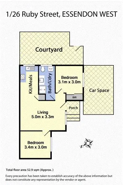 Floorplan of Homely unit listing, 1/26 Ruby Street, Essendon West VIC 3040