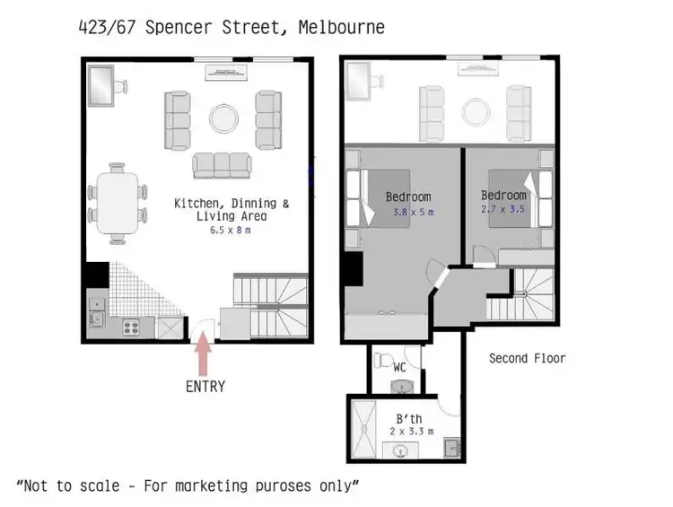 Floorplan of Homely apartment listing, 423/67 Spencer Street, Melbourne VIC 3000