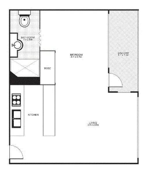 Floorplan of Homely studio listing, 807/54 High Street, North Sydney NSW 2060