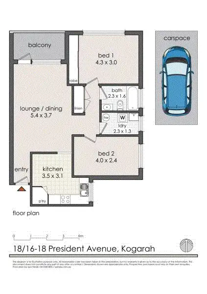 Floorplan of Homely apartment listing, 18/16-18 President Ave, Kogarah NSW 2217