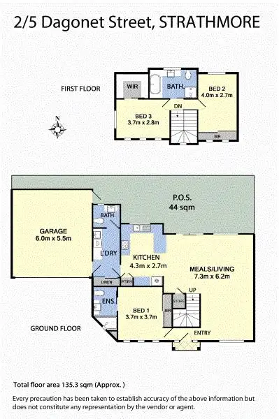 Floorplan of Homely townhouse listing, 2/5 Dagonet Street, Strathmore VIC 3041