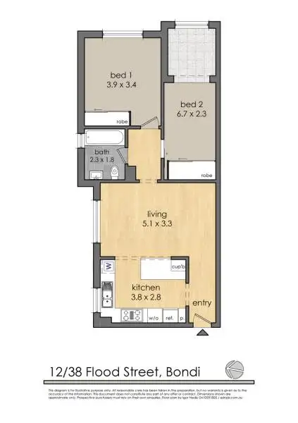 Floorplan of Homely apartment listing, 12/38 Flood St, Bondi NSW 2026