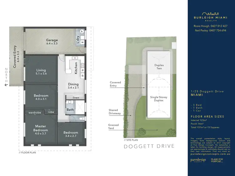 Floorplan of Homely semi-detached listing, 1/23 Doggett Drive, Miami QLD 4220