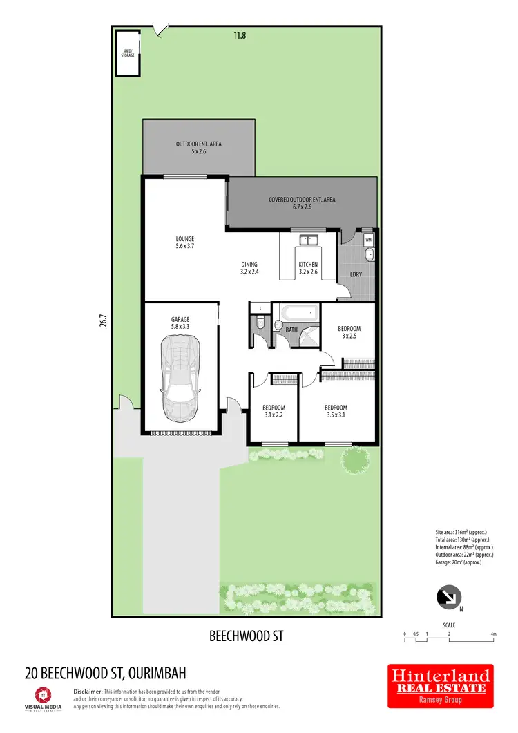 Floorplan of Homely semi-detached listing, 20 Beechwood Street, Ourimbah NSW 2258