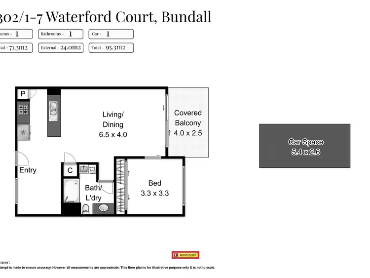 Floorplan of Homely apartment listing, 2302/1-7 Waterford Ct, Bundall QLD 4217