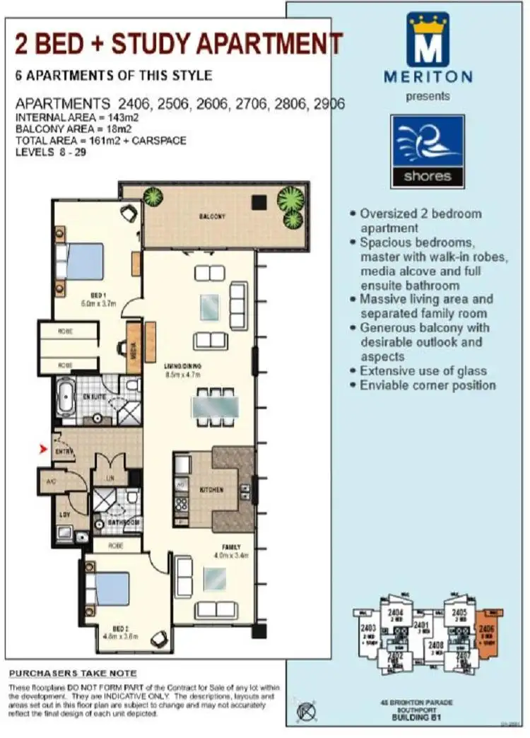 Floorplan of Homely apartment listing, Unit 2906/1 Como Crescent, Southport QLD 4215