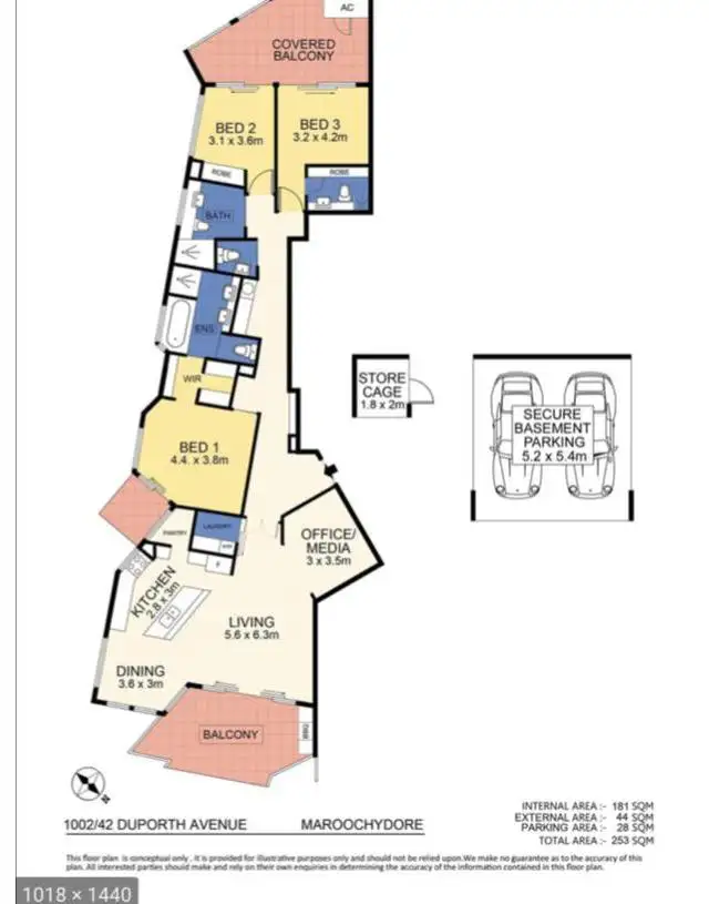Floorplan of Homely unit listing, 1002/42 Duporth Avenue, Maroochydore QLD 4558