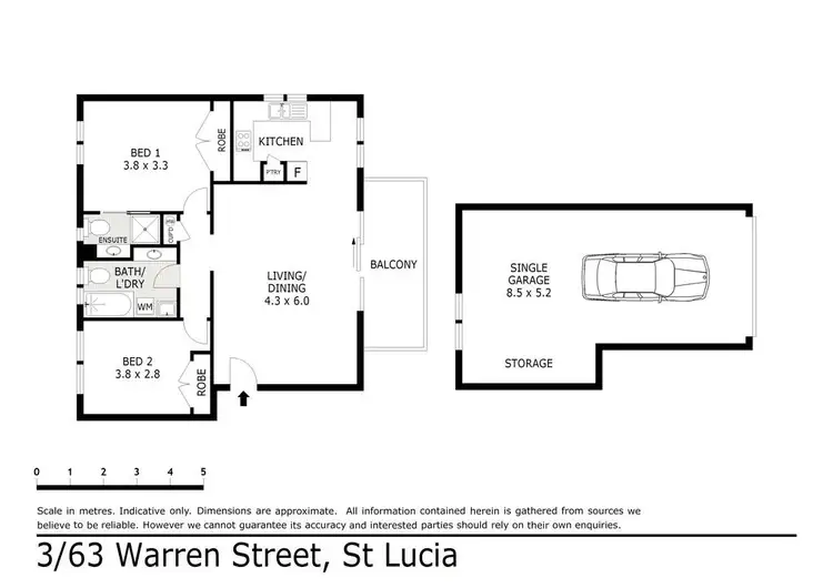 Floorplan of Homely unit listing, 3/63 Warren St, St Lucia QLD 4067