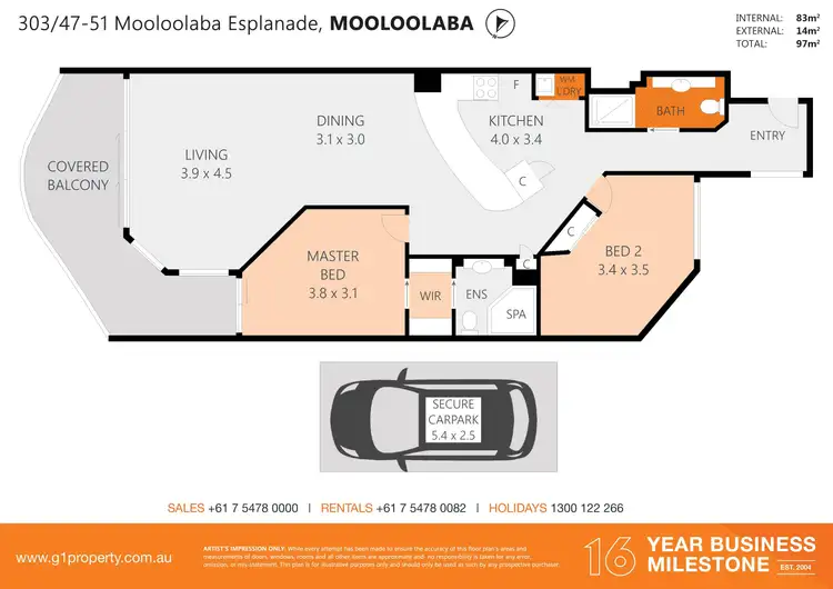 Floorplan of Homely unit listing, 303/47-51 Mooloolaba Esplanade, Mooloolaba QLD 4557