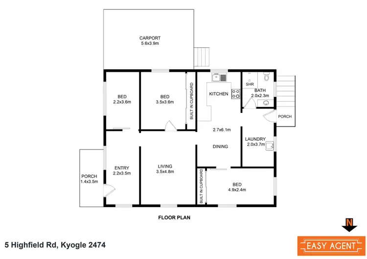 Floorplan of Homely house listing, 5 Highfield Road, Kyogle NSW 2474