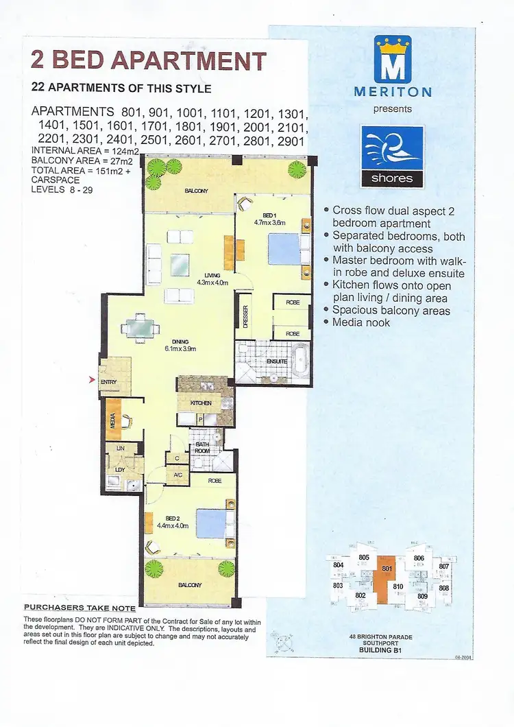 Floorplan of Homely apartment listing, 701/1 Como Crescent, Southport QLD 4215