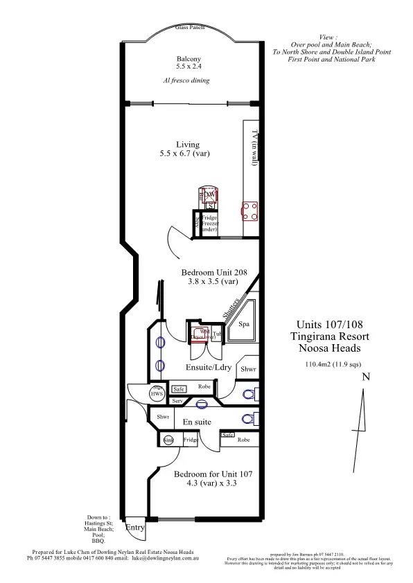 Floorplan of Homely unit listing, 107/108 25 Hastings Street, Noosa Heads QLD 4567