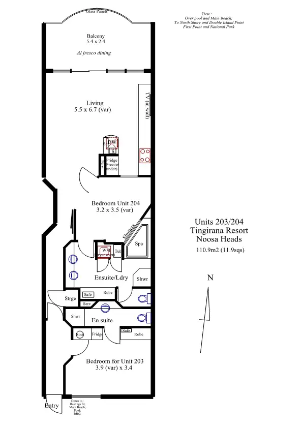 Floorplan of Homely apartment listing, 203-204/25 Hastings Street, Noosa Heads QLD 4567