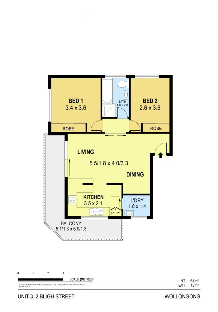 Floorplan of Homely apartment listing, 3/2 Bligh Street, Wollongong NSW 2500