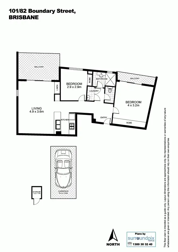 Floorplan of Homely unit listing, 82 Boundary Street, Brisbane QLD 4000