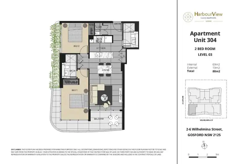 Floorplan of Homely unit listing, 304/2 Wilhelmina Street, Gosford NSW 2250