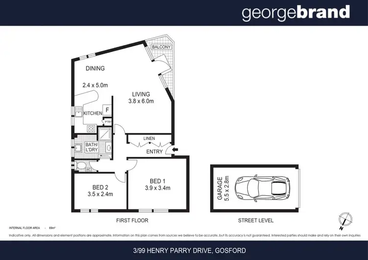 Floorplan of Homely unit listing, 3/99 Henry Parry Drive, Gosford NSW 2250