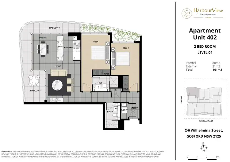 Floorplan of Homely unit listing, 402/2 Wilhelmina Street, Gosford NSW 2250