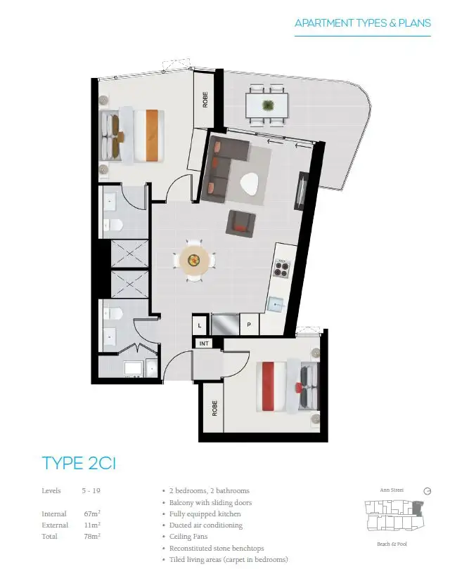 Floorplan of Homely apartment listing, ID:21130126/1055 Ann Street, Newstead QLD 4006