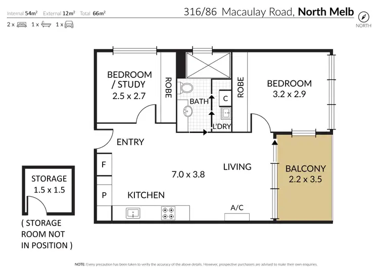 Floorplan of Homely apartment listing, 316/86 Macaulay Road, North Melbourne VIC 3051