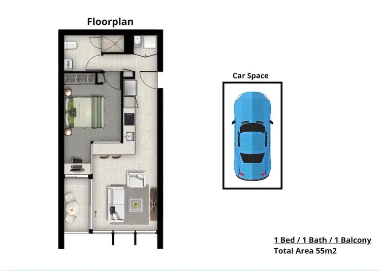 Floorplan of Homely apartment listing, 1315/19 Hope Street, South Brisbane QLD 4101