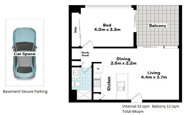Floorplan of Homely apartment listing, 916/47 Hercules Street, Hamilton QLD 4007