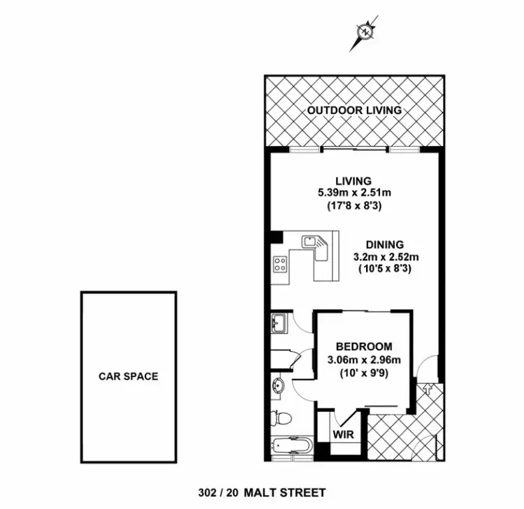 Floorplan of Homely apartment listing, 302/20 MALT STREET, Fortitude Valley QLD 4006