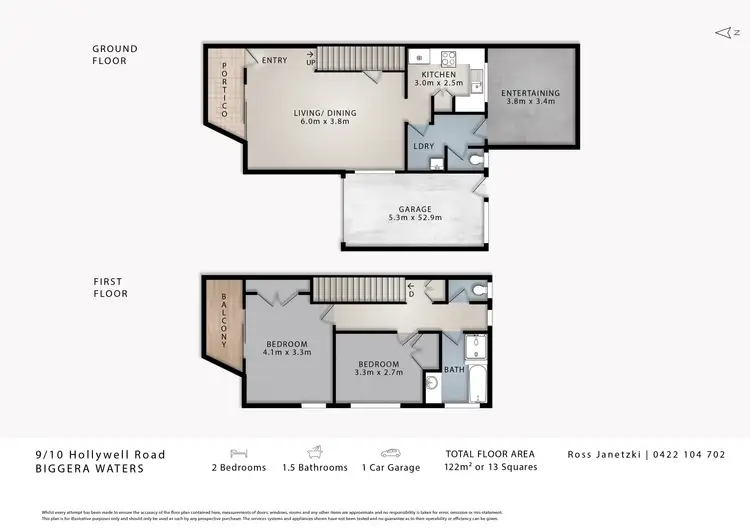 Floorplan of Homely townhouse listing, 9/10 Hollywell Road, Biggera Waters QLD 4216