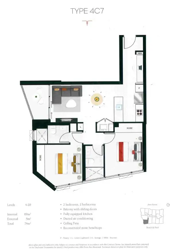 Floorplan of Homely apartment listing, 41906/1033 Ann Street, Newstead QLD 4006