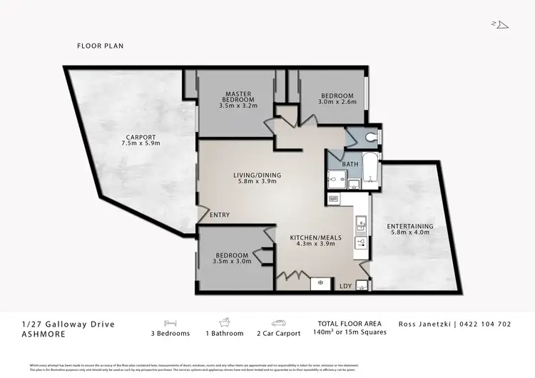 Floorplan of Homely semi-detached listing, 27 Galloway Drive, Ashmore QLD 4214