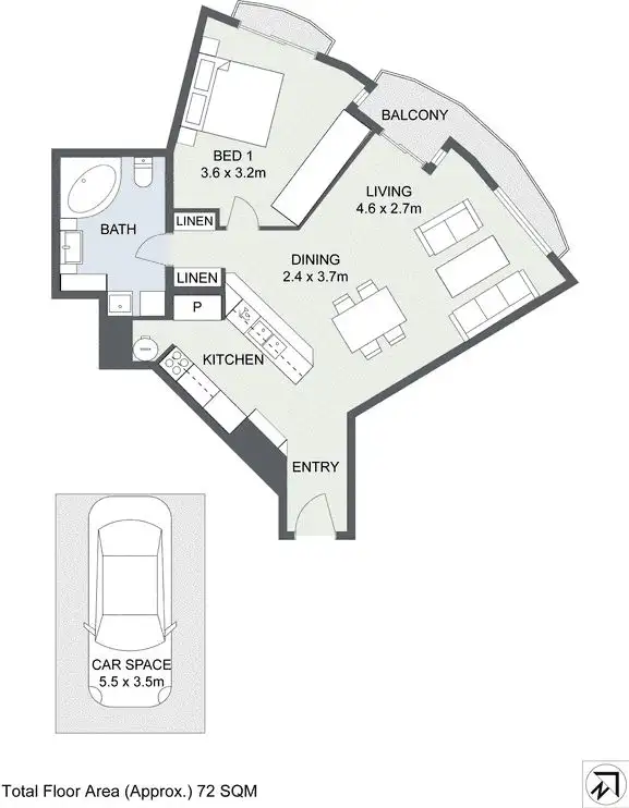 Floorplan of Homely apartment listing, 11F / 35 Howard Street, Brisbane City QLD 4000