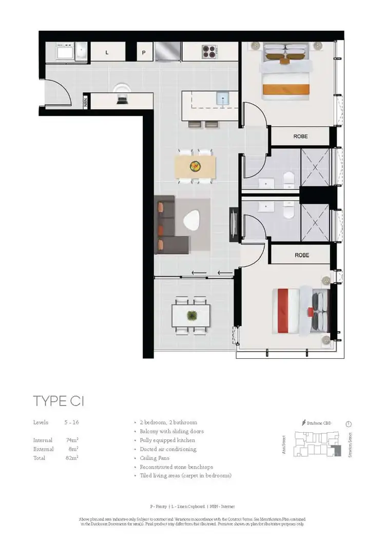 Floorplan of Homely apartment listing, 1404/10 Stratton Street, Newstead QLD 4006
