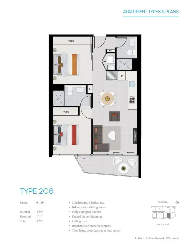 Floorplan of Homely apartment listing, 21405/1055 Ann Street, Newstead QLD 4006