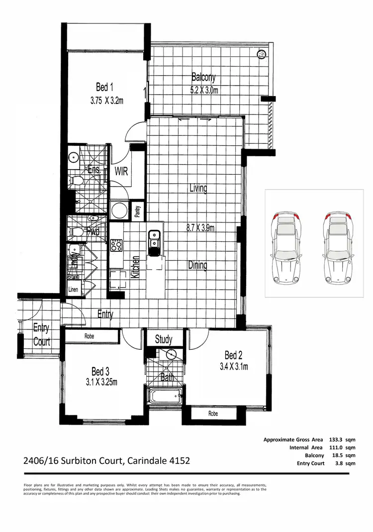 Floorplan of Homely apartment listing, 2406 / 16 Surbiton Court, Carindale QLD 4152