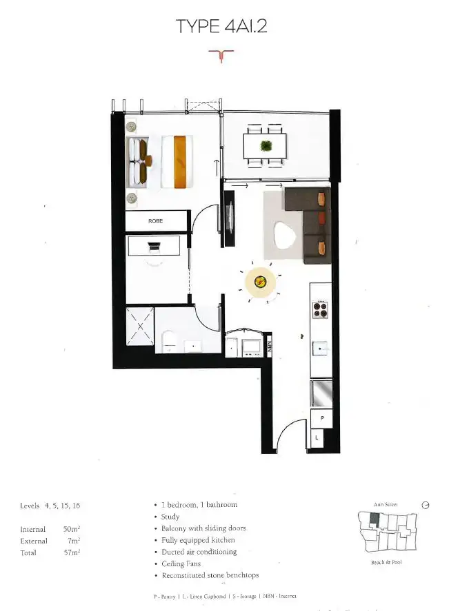 Floorplan of Homely apartment listing, 509/1033 Ann Street, Newstead QLD 4006