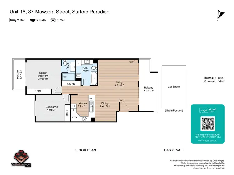 Floorplan of Homely unit listing, 16/37 Mawarra Sreet, Chevron Island QLD 4217