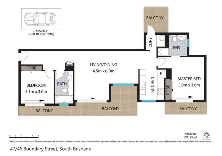 Floorplan of Homely apartment listing, 47/46 Boundary Street, South Brisbane QLD 4101
