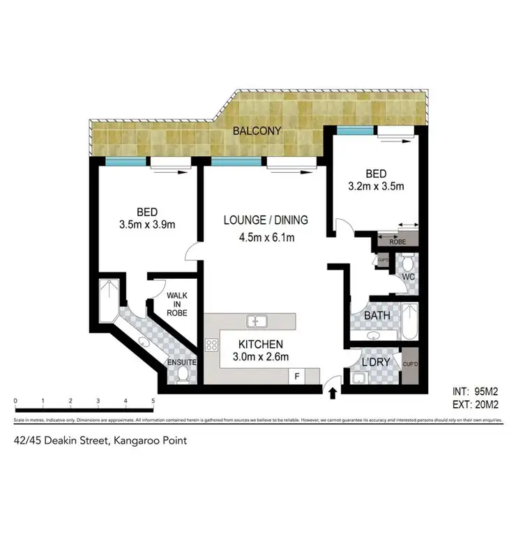 Floorplan of Homely apartment listing, ID:21157592/45 Deakin Street, Kangaroo Point QLD 4169