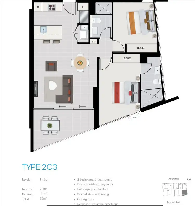 Floorplan of Homely apartment listing, 21904/1055 Ann Street, Newstead QLD 4006
