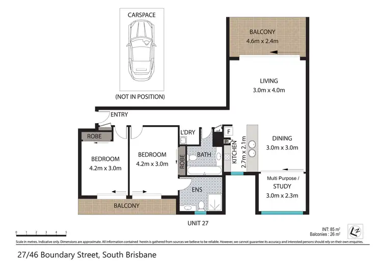 Floorplan of Homely apartment listing, 27/40 Boundary Street, South Brisbane QLD 4101
