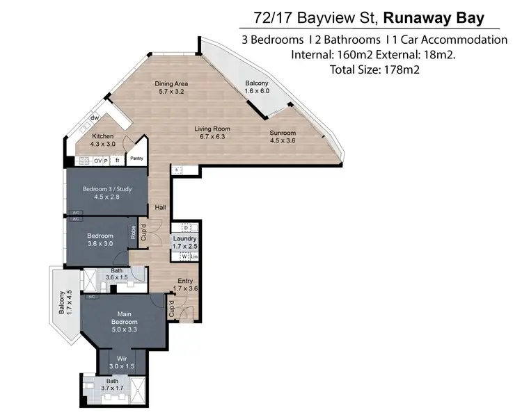 Floorplan of Homely apartment listing, 72/17 Bayview Street, Runaway Bay QLD 4216
